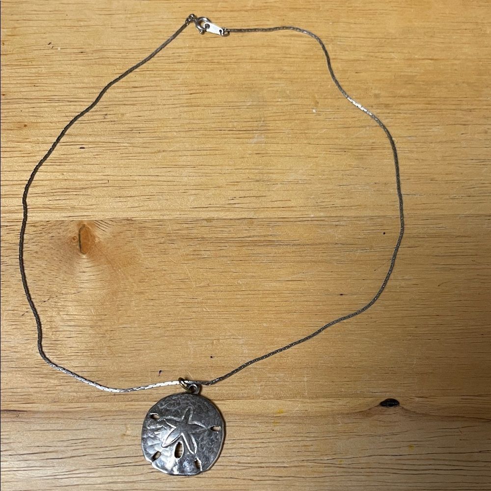 Vintage Silver Sand Dollar Pendant Necklace